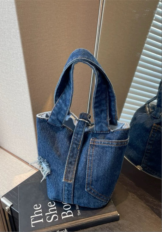 牛仔水桶包